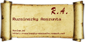 Ruzsinszky Asszunta névjegykártya